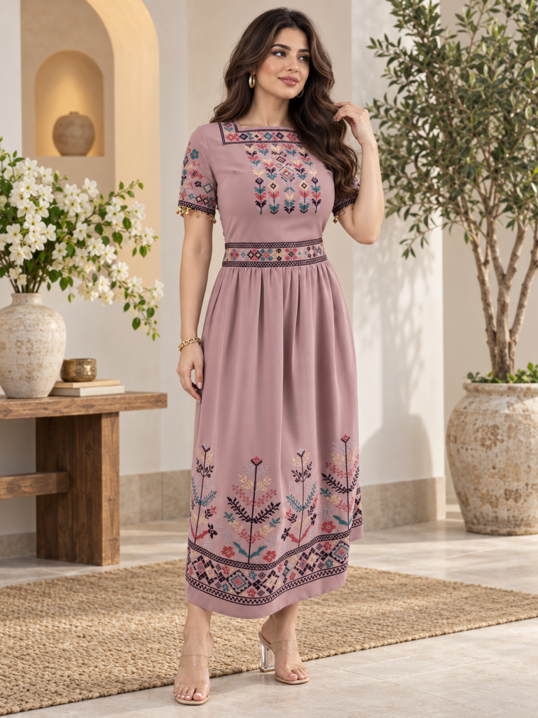 فستان نص كم خرز 18-180 — 2